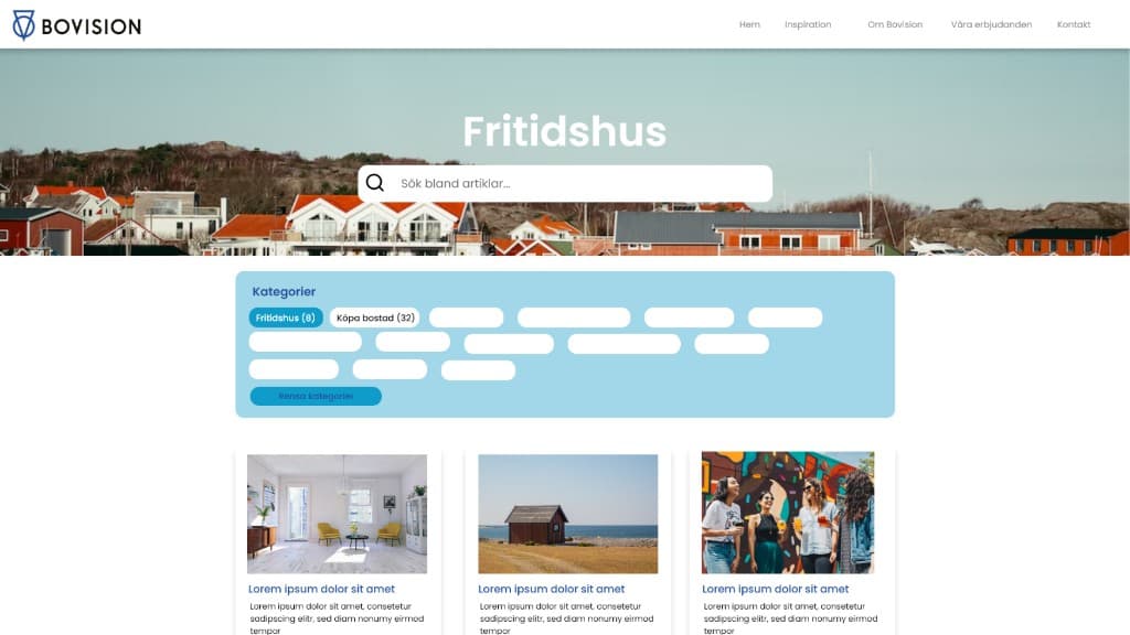 Bovision inspiration page for vacation homes.