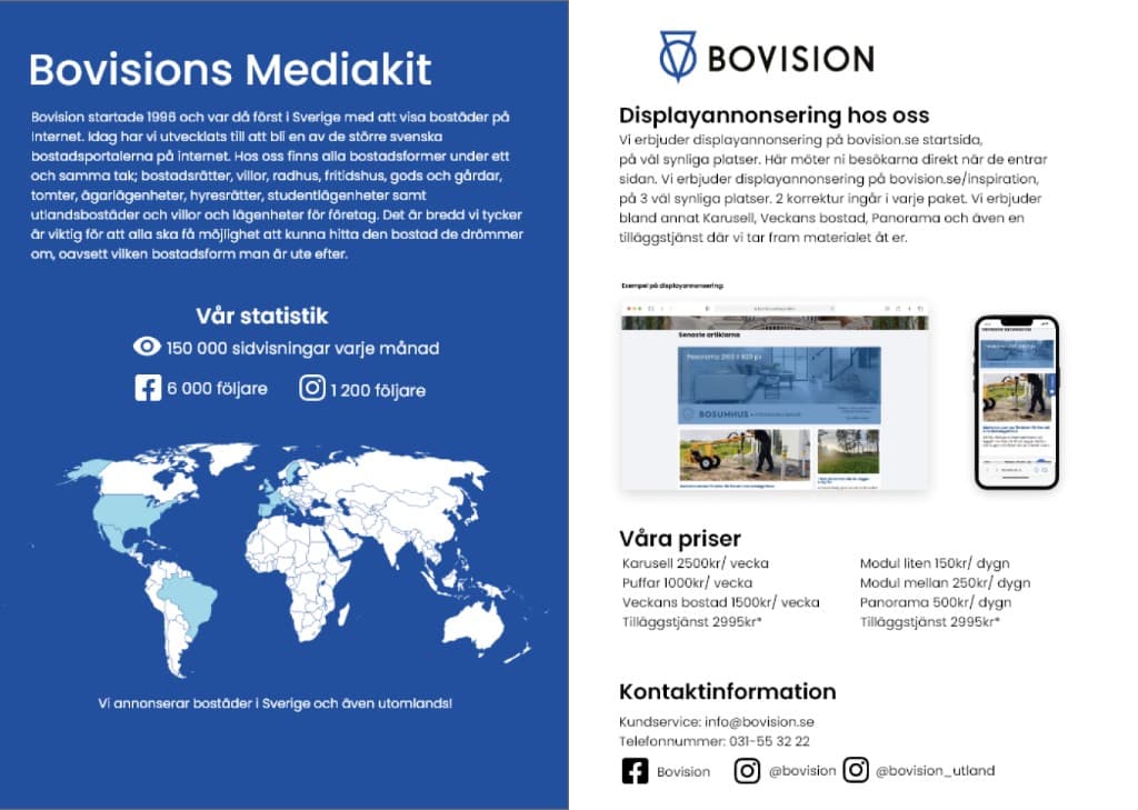Bovision media kit with statistics and advertising prices.