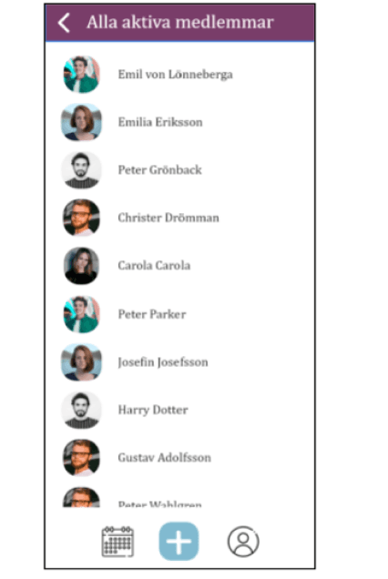 Club Campus active members screen mockup.